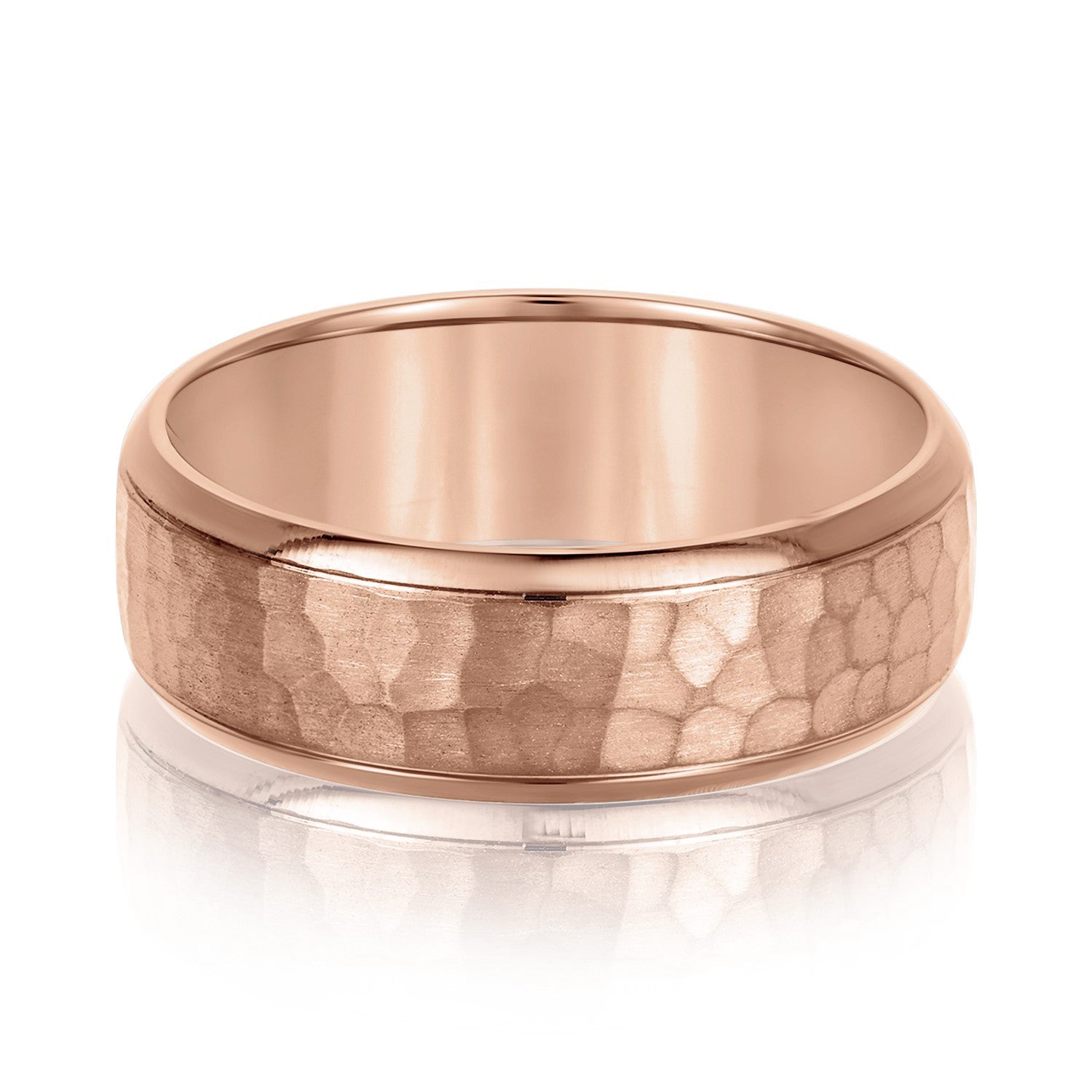 Men’s Hammered Domed Bevered Wedding Band-VIRABYANI